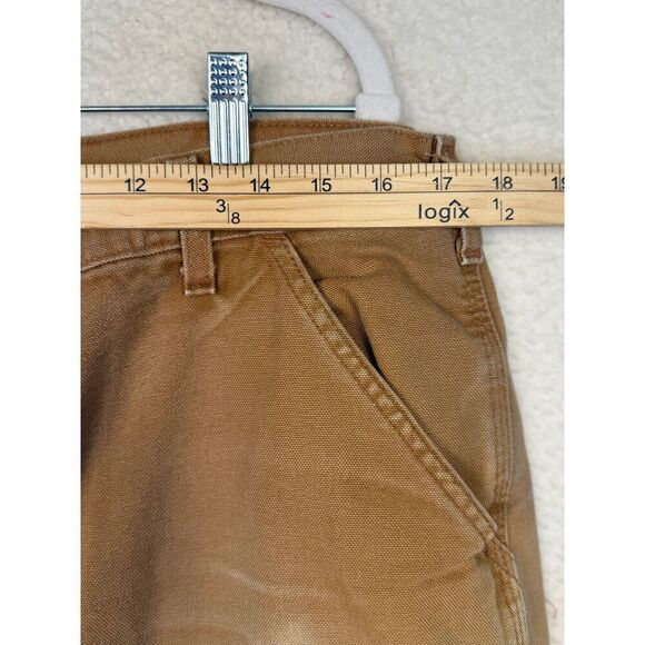 Carhartt Mens‎ B11 Brown Loose Fit Carpenter Thrashed Work Wear Pants 36x34 - Picture 3 of 10
